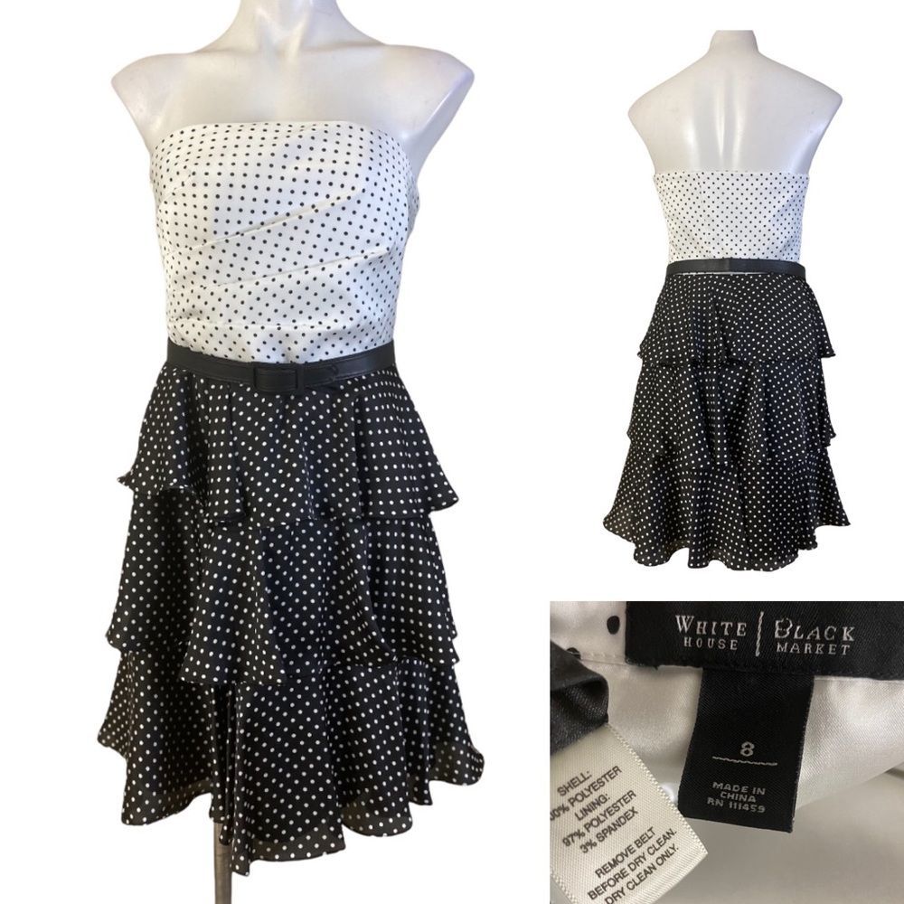White House Black Market strapless polka dot dress